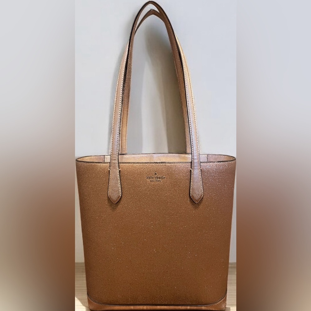 Kate Spade sparkly rose gold bucket purse